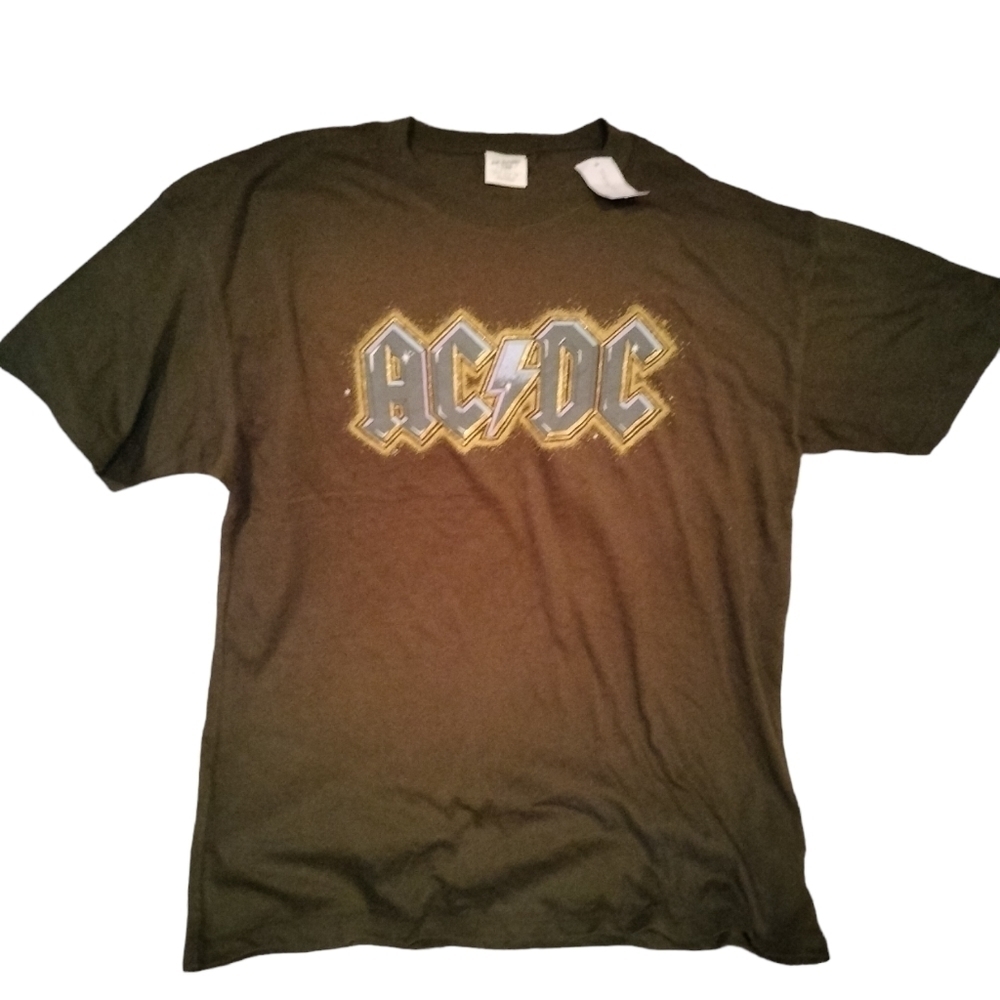 american eagle army green band t-shirt graphic ac/dc size xs/sm short sl…